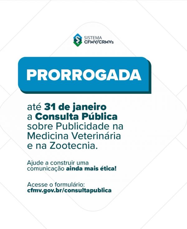 Consulta pública sobre publicidade em Medicina Veterinária e Zootecnia é prorrogada até 31 de janeiro