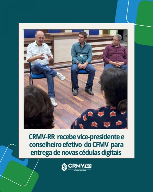 CRMV/RR recebe vice-presidente e conselheiro efetivo do CFMV para entrega de novas cédulas